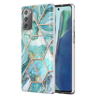 For Samsung Galaxy Note20 Electroplating Splicing Marble TPU Phone Case(Blue)