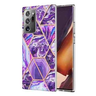 For Samsung Galaxy Note20 Ultra Electroplating Splicing Marble TPU Phone Case(Dark Purple)