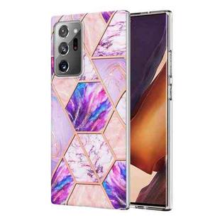 For Samsung Galaxy Note20 Ultra Electroplating Splicing Marble TPU Phone Case(Light Purple)