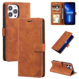 For iPhone 13 Pro Max Skin Feel Anti-theft Brush Horizontal Flip Leather Phone Case For iPhone13 Pro Max(Brown)