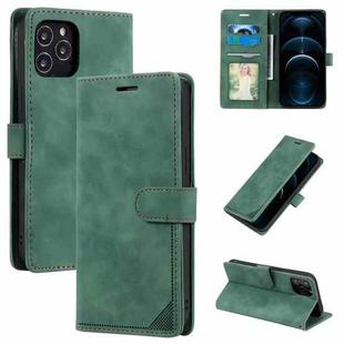 For iPhone 12 Pro Max Skin Feel Anti-theft Brush Horizontal Flip Leather Phone Case(Green)