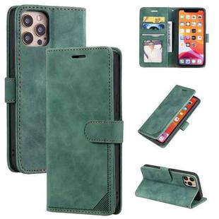 For iPhone 12 / 12 Pro Skin Feel Anti-theft Brush Horizontal Flip Leather Phone Case(Green)