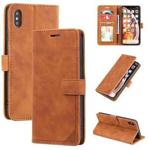 For iPhone XS Max Skin Feel Anti-theft Brush Horizontal Flip Leather Phone Case(Brown)