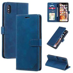 For iPhone XS Max Skin Feel Anti-theft Brush Horizontal Flip Leather Phone Case(Blue)