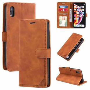 For iPhone XR Skin Feel Anti-theft Brush Horizontal Flip Leather Phone Case(Brown)
