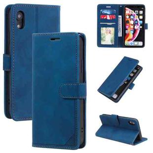 For iPhone XR Skin Feel Anti-theft Brush Horizontal Flip Leather Phone Case(Blue)