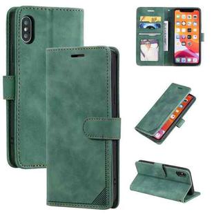 For iPhone X / XS Skin Feel Anti-theft Brush Horizontal Flip Leather Phone Case(Green)
