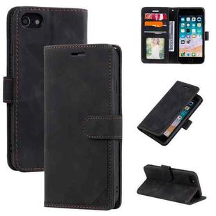 For iPhone SE 2022 / SE 2020 / 8 / 7 Skin Feel Anti-theft Brush Horizontal Flip Leather Phone Case(Black)