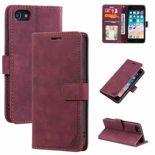 For iPhone SE 2022 / SE 2020 / 8 / 7 Skin Feel Anti-theft Brush Horizontal Flip Leather Phone Case(Red)