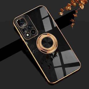For Xiaomi Redmi Note 11 5G 6D Electroplating Full Coverage Silicone Phone Case with Magnetic Ring Holder(Black)