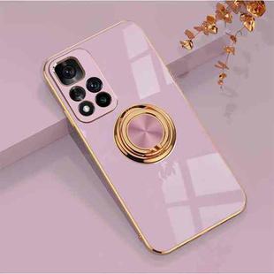 For Xiaomi Redmi Note 11 Pro China 6D Electroplating Full Coverage Silicone Phone Case with Magnetic Ring Holder(Light Purple)