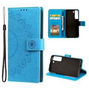 For Samsung Galaxy S22+ 5G Totem Flower Embossed Horizontal Flip Phone Leather Case with Holder & Card Slots & Wallet(Blue)