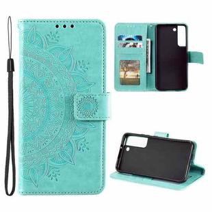 For Samsung Galaxy S22 5G Totem Flower Embossed Horizontal Flip Phone Leather Case with Holder & Card Slots & Wallet(Green)