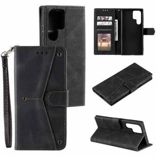 For Samsung Galaxy S22 Ultra 5G Stitching Calf Texture Horizontal Flip Phone  Leather Case with Holder & Card Slots & Wallet(Black)