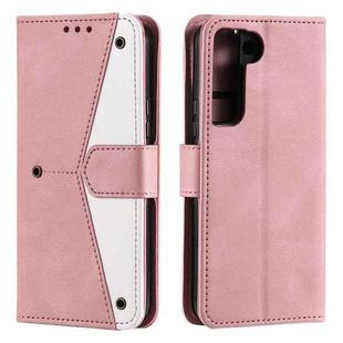 For Samsung Galaxy S22+ 5G Stitching Calf Texture Horizontal Flip Phone  Leather Case with Holder & Card Slots & Wallet(Rose Gold)
