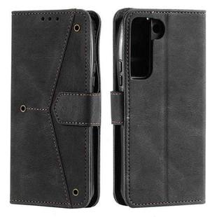 For Samsung Galaxy S22+ 5G Stitching Calf Texture Horizontal Flip Phone  Leather Case with Holder & Card Slots & Wallet(Black)