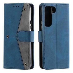 For Samsung Galaxy S22+ 5G Stitching Calf Texture Horizontal Flip Phone  Leather Case with Holder & Card Slots & Wallet(Dark Blue)