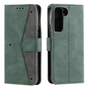 For Samsung Galaxy S22 5G Stitching Calf Texture Horizontal Flip Phone  Leather Case with Holder & Card Slots & Wallet(Green)