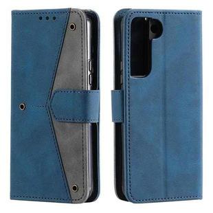 For Samsung Galaxy S22 5G Stitching Calf Texture Horizontal Flip Phone  Leather Case with Holder & Card Slots & Wallet(Dark Blue)