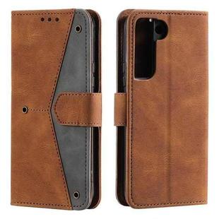 For Samsung Galaxy S22 5G Stitching Calf Texture Horizontal Flip Phone  Leather Case with Holder & Card Slots & Wallet(Brown)