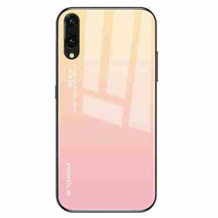 For Huawei P20 Gradient Color Glass Case(Yellow)