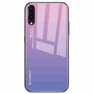 For Huawei P20 Gradient Color Glass Case(Light Purple)