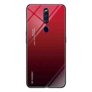 For OPPO F11 Pro Gradient Color Glass Case(Red)