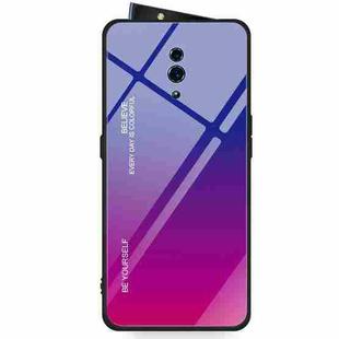 For OPPO Reno Gradient Color Glass Case(Red Blue)