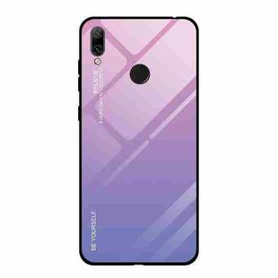 For Huawei Y7 (2019) / / Y7 Prime (2019) Gradient Color Glass Case(Light Purple)