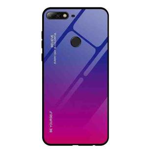 For Huawei Honor 7C / Enjoy 8 / Y7 (2018) Gradient Color Glass Case(Red Blue)