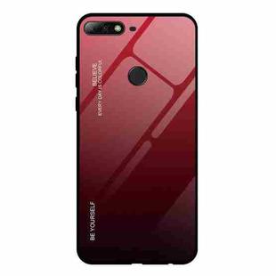 For Huawei Honor 7C / Enjoy 8 / Y7 (2018) Gradient Color Glass Case(Red)