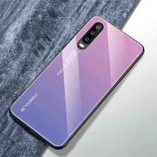 For Huawei P30 Gradient Color Glass Case(Light Purple)