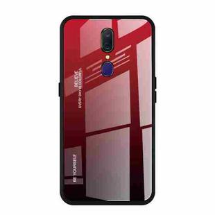 For OPPO F11 / A9 Gradient Color Glass Case(Red)