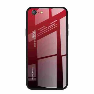 For OPPO A57 / A39 Gradient Color Glass Case(Red)