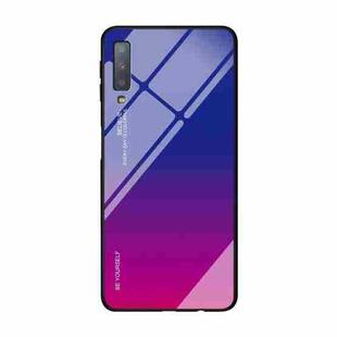 For Galaxy A7 (2018) Gradient Color Glass Case(Red Blue)