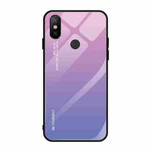 For Xiaomi Mi Max 3 Gradient Color Glass Case(Light Purple)
