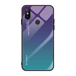 For Xiaomi Mi Max 3 Gradient Color Glass Case(Purple)