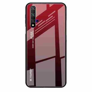For Huawei Honor 20 Gradient Color Glass Case(Red)