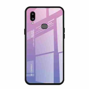 For Galaxy A10s Gradient Color Glass Case(Light Purple)