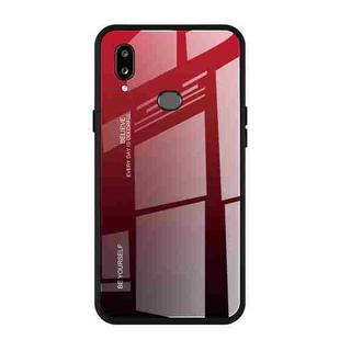 For Galaxy A10s Gradient Color Glass Case(Red)