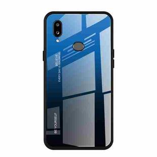 For Galaxy A10s Gradient Color Glass Case(Blue)