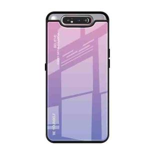 For Galaxy A80 Gradient Color Glass Case(Light Purple)