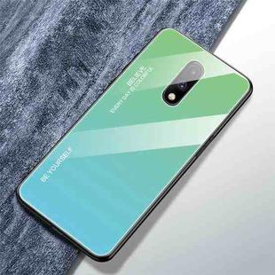 For OnePlus 7 Gradient Color Glass Case(Sky Blue)