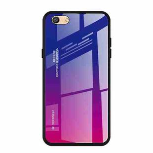 For OPPO F3 Gradient Color Glass Case(Red Blue)