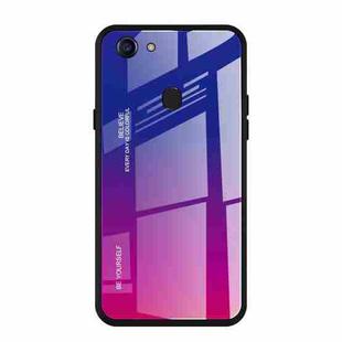 For OPPO F5 Gradient Color Glass Case(Red Blue)