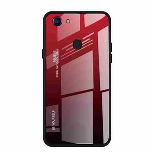 For OPPO F5 Gradient Color Glass Case(Red)