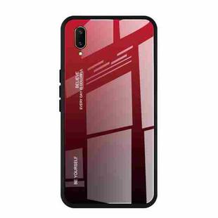 For Vivo V11 Gradient Color Glass Case(Red)