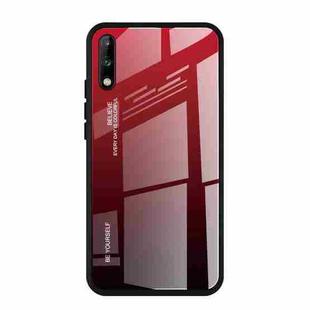 For Huawei Enjoy 10 Gradient Color Glass Case(Red)