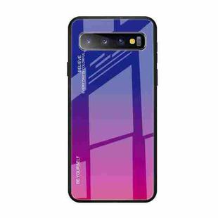 For Galaxy S10 5G Gradient Color Glass Case(Red Blue)