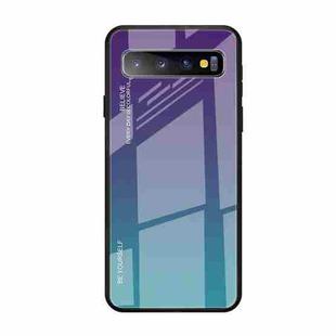 For Galaxy S10 5G Gradient Color Glass Case(Sky Blue)